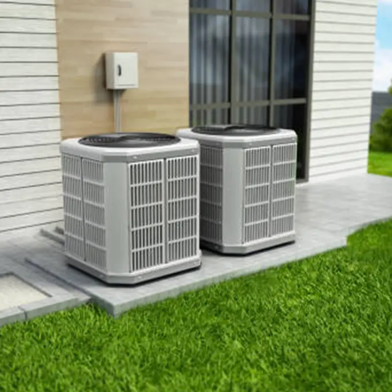 Detailed view of an air conditioning compressor unit.