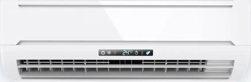 Close-up of a split air conditioning unit mounted on a wall.